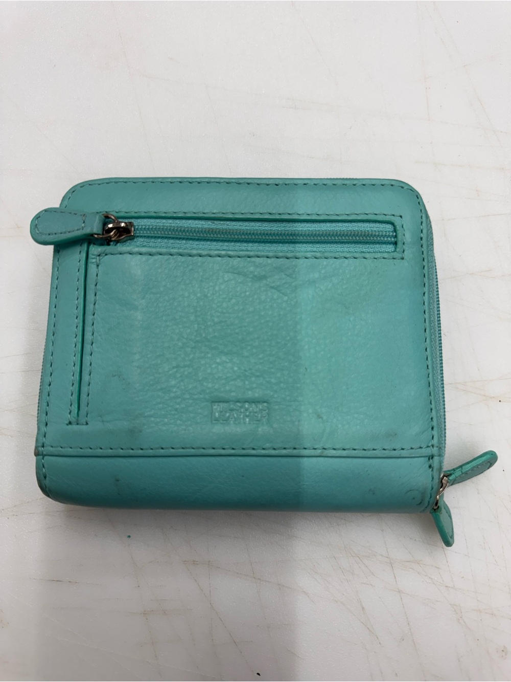 Wilson’s Leather Turquoise Teal Blue Small Zippered Accordion Wallet